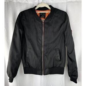 Love Tree Bomber Jacket - Size Medium - Black With Rose‎ Gold Zipper